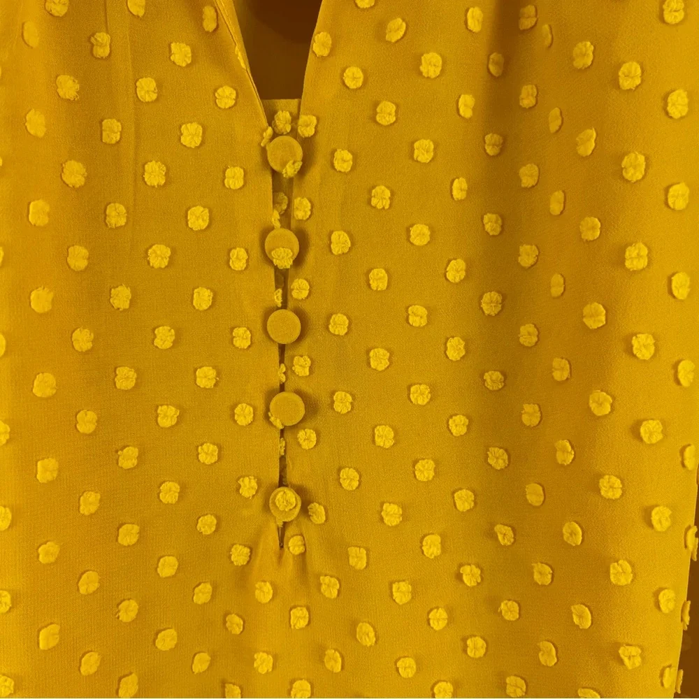 J.Crew Ruffle Swiss Dot Sleeveless Blouse Yellow Mustard XS New NWT Textured Top